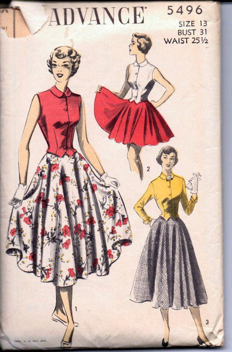 1950 Vintage Sewing Pattern B33 BATHING SUIT & SKIRT (RR975) - The Vintage  Pattern Shop