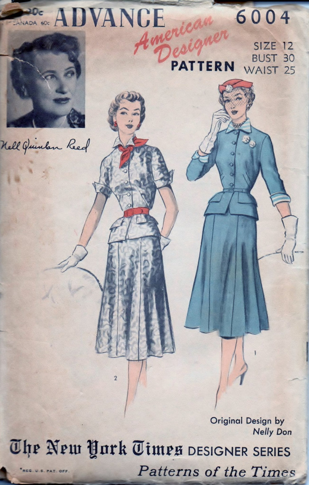 Advance 6004 Ladies Suit Dress Skirt Peplum Jacket  American Designer Vintage 50's Sewing Pattern - VintageStitching - Vintage Sewing Patterns