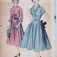 Advance 6140 Ladies Shirtwaist Day Dress Flared Skirt Vintage 1950's Sewing Pattern Unprinted - VintageStitching - Vintage Sewing Patterns