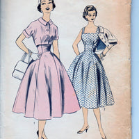 Advance 7068 Ladies Princess Empire Waist Jumper Dress Bolero Jacket Vintage 50's Sewing Pattern - VintageStitching - Vintage Sewing Patterns