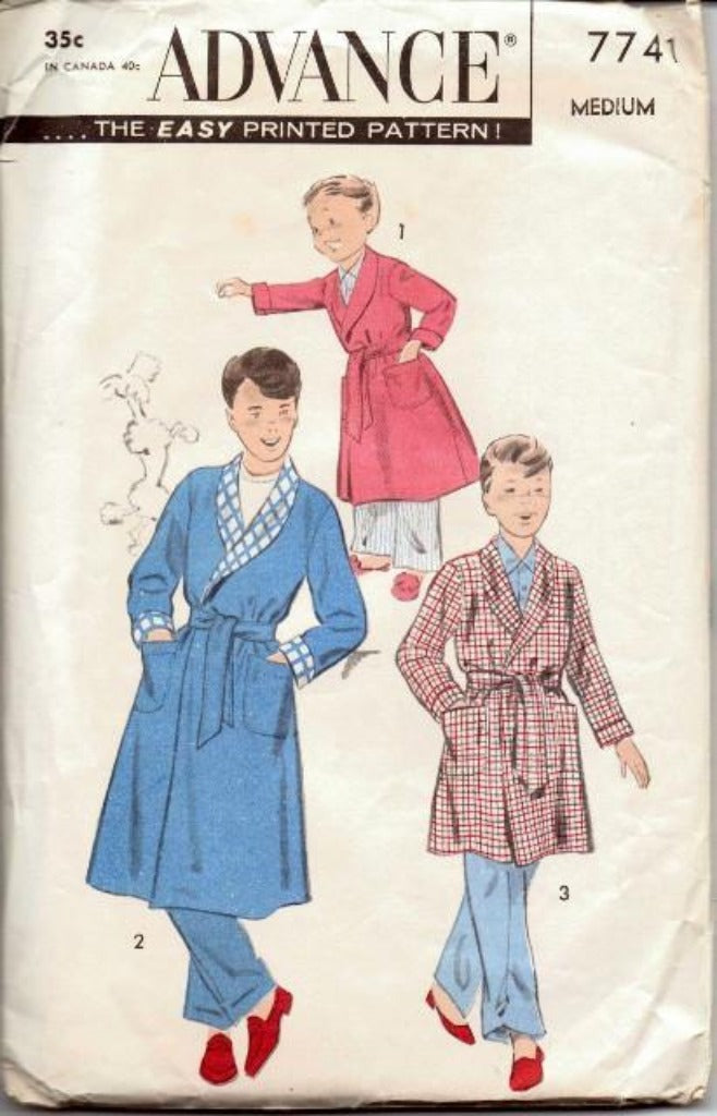 Advance 7741 Young Boys Long or Short Bath Robe Vintage 1970's Pattern - VintageStitching - Vintage Sewing Patterns