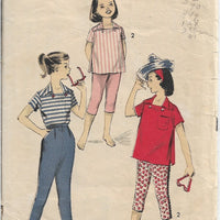 Advance 8329 Girls Pedal Pushers Tapered Pants Shirt Vintage 1960s Sewing Pattern - VintageStitching - Vintage Sewing Patterns