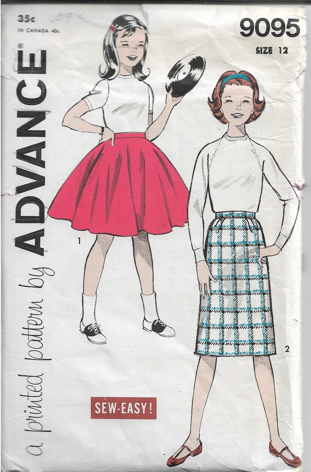 Advance 9095 Girls Circle Slim Skirt Vintage 1950's Sewing Pattern - VintageStitching - Vintage Sewing Patterns