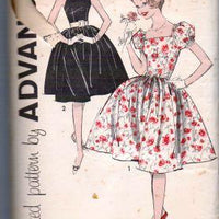 Advance 9377 Teen Girls' Sleeveless Dress Puff Sleeves Swing Skirt Vintage 1960's Sewing Pattern - VintageStitching - Vintage Sewing Patterns