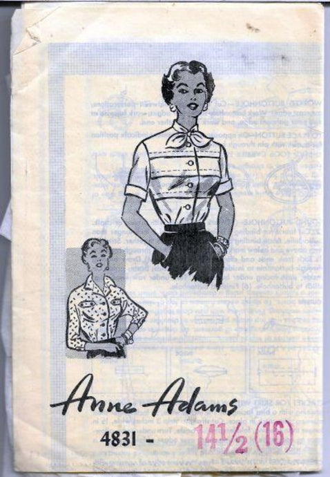 Anne Adams Mail Order 4831 Ladies Blouse Vintage Sewing Pattern 1950s - VintageStitching - Vintage Sewing Patterns