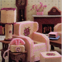 Barbie Family Room Furniture Fashion Doll Plastic Canvas Pattern Annie's Attic - VintageStitching - Vintage Sewing Patterns