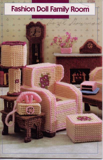 Barbie Family Room Furniture Fashion Doll Plastic Canvas Pattern Annie's Attic - VintageStitching - Vintage Sewing Patterns