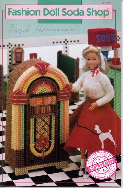 Barbie Soda Shop Restaurant Furniture Fashion Doll Plastic Canvas Pattern Annie's Attic 1989 - VintageStitching - Vintage Sewing Patterns