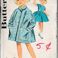 Butterick 2227 Little Girls Swing Coat Full Skirted Dress Vintage 1960's Sewing Pattern - VintageStitching - Vintage Sewing Patterns