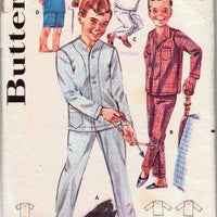 Butterick 2341 Boys Tailored Pajamas Two Piece PJ's Vintage 1960's Sewing Pattern Top Stitched - VintageStitching - Vintage Sewing Patterns
