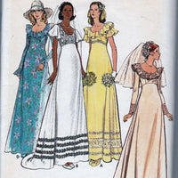 Butterick 3491 Ladies Bridal Wedding Dress Gown Bridesmaid Vintage 1970's Sewing Pattern - VintageStitching - Vintage Sewing Patterns