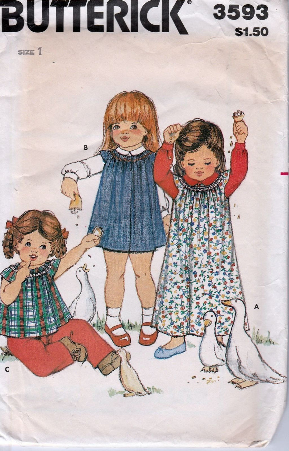 Butterick 3593 Vintage 80's Sewing Pattern Toddlers Dress Top - VintageStitching - Vintage Sewing Patterns