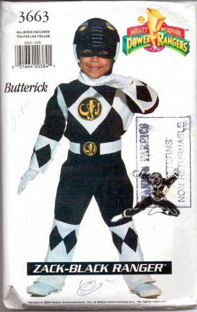 Butterick 3663 Power Rangers Black Ninja Halloween Costume Sewing Pattern Vintage - VintageStitching - Vintage Sewing Patterns