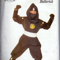 Butterick 4180 Black Ninja Power Ranger Halloween Costume Pattern Children Boy Girl - VintageStitching - Vintage Sewing Patterns