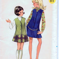 Butterick 5442 Young Girls Jumper Dress Vintage 1960's Sewing Pattern - VintageStitching - Vintage Sewing Patterns