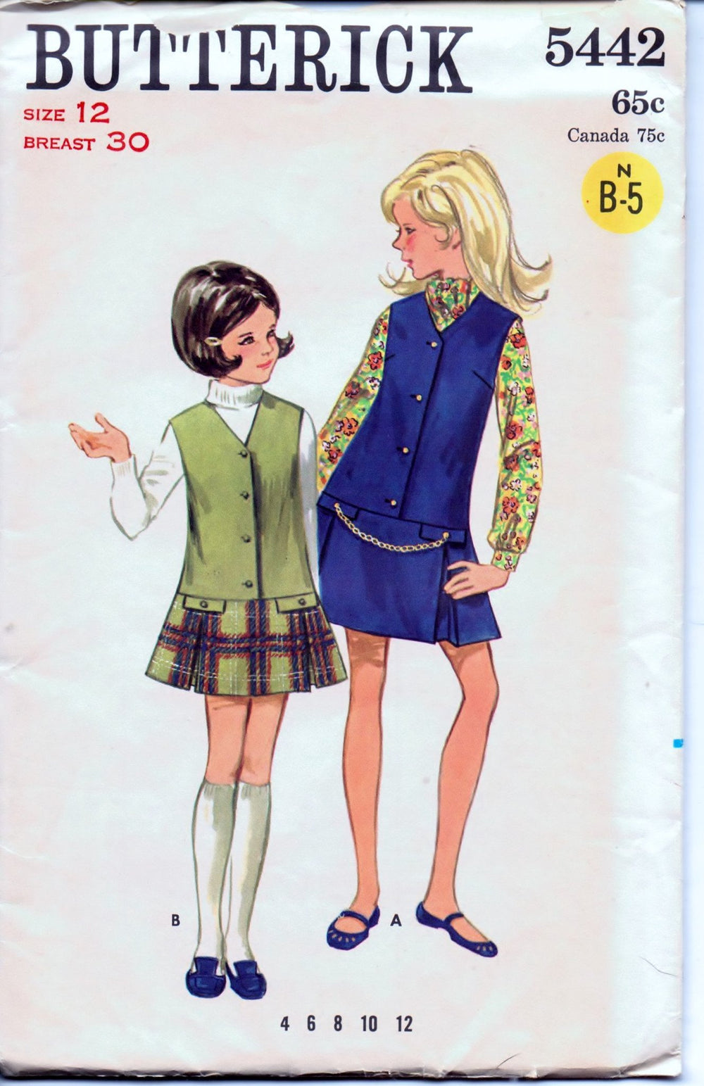 Butterick 5442 Young Girls Jumper Dress Vintage 1960's Sewing Pattern - VintageStitching - Vintage Sewing Patterns