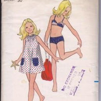 Butterick 5792 Girls Swim Suit Bikini Beach Cover-Up Vintage 1960's Sewing Pattern - VintageStitching - Vintage Sewing Patterns