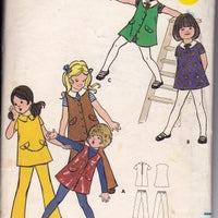 Butterick 5976 Girls Jumper Dress and Bell Bottom Pants Vintage Pattern 1970's - VintageStitching - Vintage Sewing Patterns