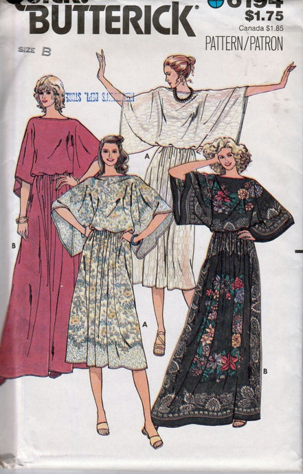 Butterick 6194 Vintage 1980's Sewing Pattern Ladies Top Long Below Knee Skirt - VintageStitching - Vintage Sewing Patterns