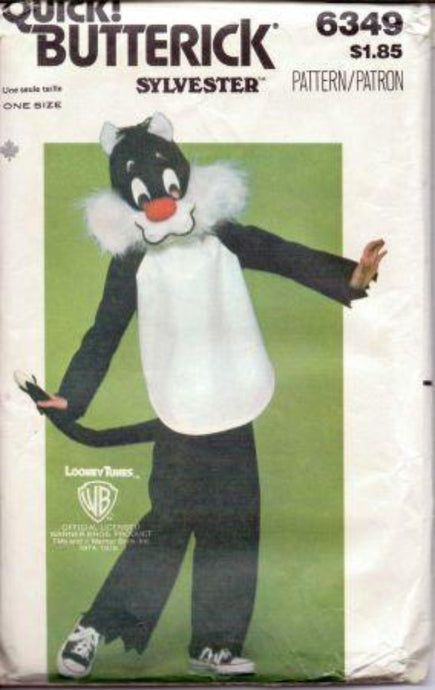 Butterick 6349 Boys Girls Sylvester Cat Halloween Costume Pattern Looney Tunes  1970's - VintageStitching - Vintage Sewing Patterns