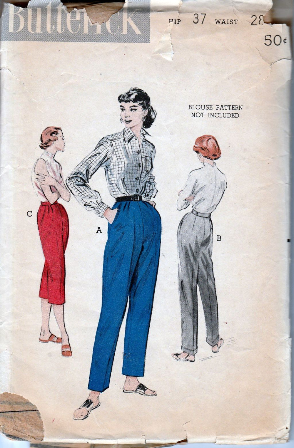 Butterick 6592 Ladies Pedal Pusher Pants Vintage Sewing Pattern 1950's - VintageStitching - Vintage Sewing Patterns