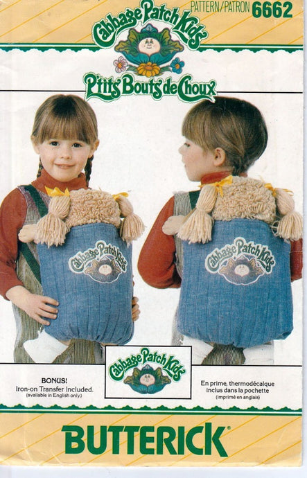 Butterick 6662 Cabbage Patch Kids Carrier Vintage Sewing Craft Pattern 1980's - VintageStitching - Vintage Sewing Patterns