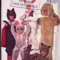 Butterick 6815 Boy Girl Rabbit Mouse Cat Lion Halloween Costume Pattern Vintage - VintageStitching - Vintage Sewing Patterns