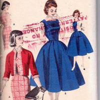 Butterick 7648 Ladies Rockabilly Cocktail Swing Dress Bolero Jacket Vintage Sewing Pattern 1950's - VintageStitching - Vintage Sewing Patterns