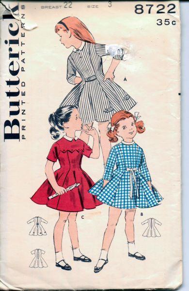 Butterick 8722 Girls Toddler Shortie Princess Dress Vintage 1950's Sewing Pattern - VintageStitching - Vintage Sewing Patterns