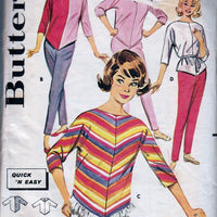 Butterick 9805 Ladies Cowl Neck Blouse Overblouse Pants Vintage 1960's Sewing Pattern - VintageStitching - Vintage Sewing Patterns