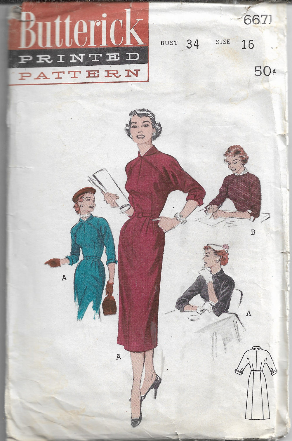 butterick 6671  dress vintage pattern