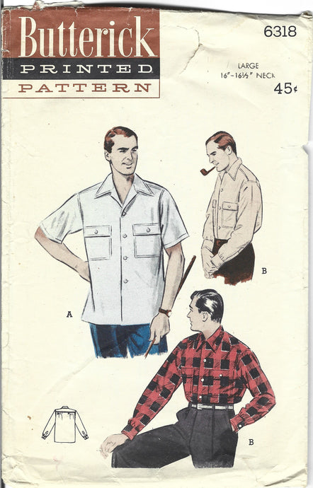 Butterick 6318 men shirt vintage pattern