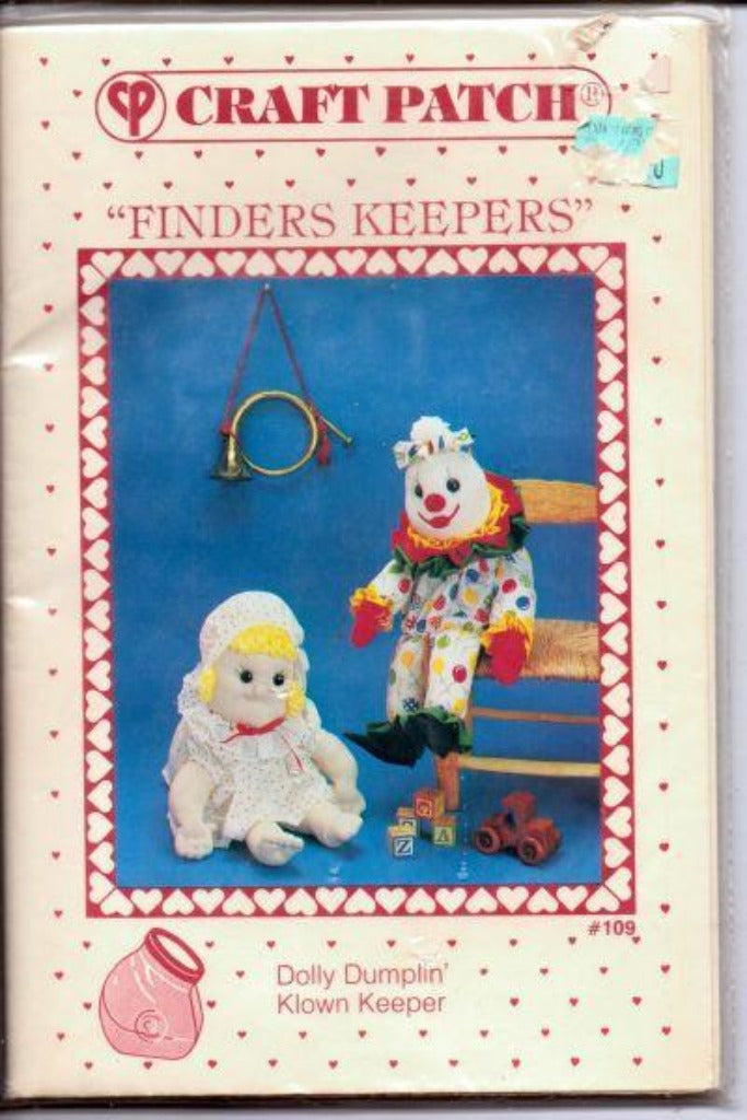 Craft Patch Finders Keepers Dolly Dumplin Klown Jar Cover Vintage Pattern - VintageStitching - Vintage Sewing Patterns