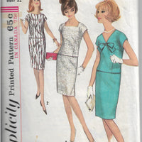 Simplicity 5955 Vintage Sewing Pattern 1960s Ladies Two Piece Slim Dress - VintageStitching - Vintage Sewing Patterns