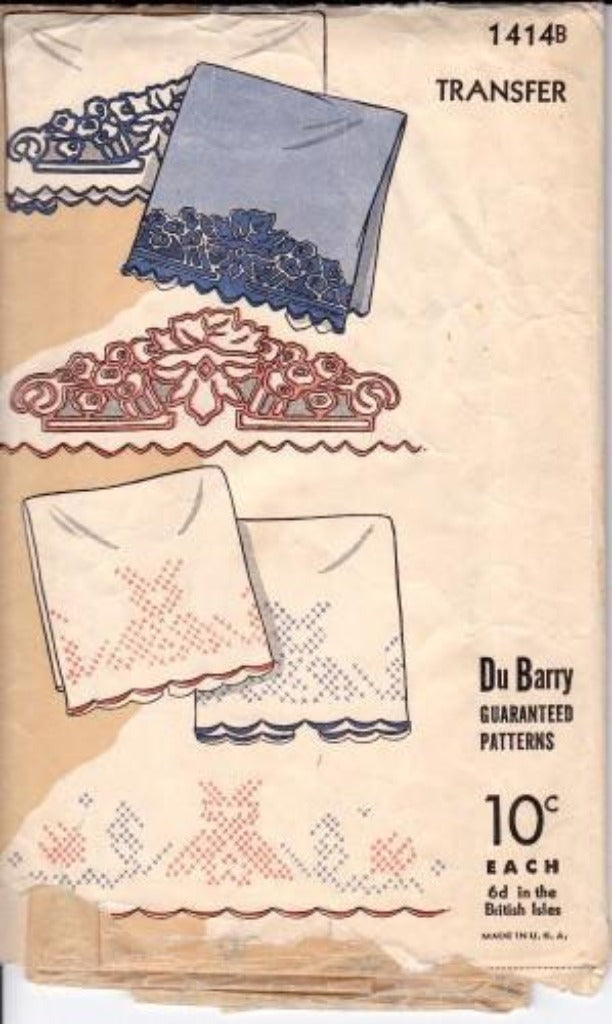 Dubarry Vintage Cross Stitch Transfer Pattern 1930's - VintageStitching - Vintage Sewing Patterns