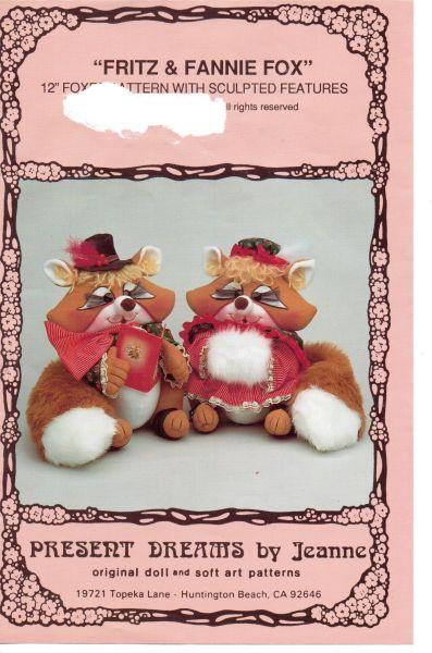 Fritz and Fannie Fox Stuffed Animal Craft Sewing Pattern Present Dreams - VintageStitching - Vintage Sewing Patterns
