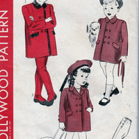Hollywood 1004 Little Girls Double Breasted Coat Leggings Toddler Vintage 1940's Sewing Pattern - VintageStitching - Vintage Sewing Patterns