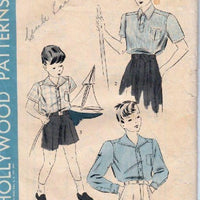 Hollywood 1735 Boys Sport Shirt Vintage 1940's Sewing Pattern - VintageStitching - Vintage Sewing Patterns