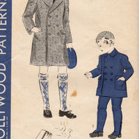 Hollywood 1749 Boys Double Breasted Coat with Leggings Vintage 1940's Sewing Pattern - VintageStitching - Vintage Sewing Patterns