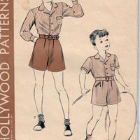 Hollywood 487 Boys Two Piece Suit Toddler Shirt Shorts Vintage 1940's Sewing Pattern - VintageStitching - Vintage Sewing Patterns