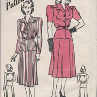 Hollywood 593 Ladies Suit Dress Two Piece Skirt Jacket Vintage 1940's Sewing Pattern - VintageStitching - Vintage Sewing Patterns
