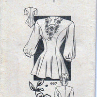 Laura Wheeler Mail Order 667 Vintage 40's Sewing Pattern Ladies Princess Seam Blouse - VintageStitching - Vintage Sewing Patterns