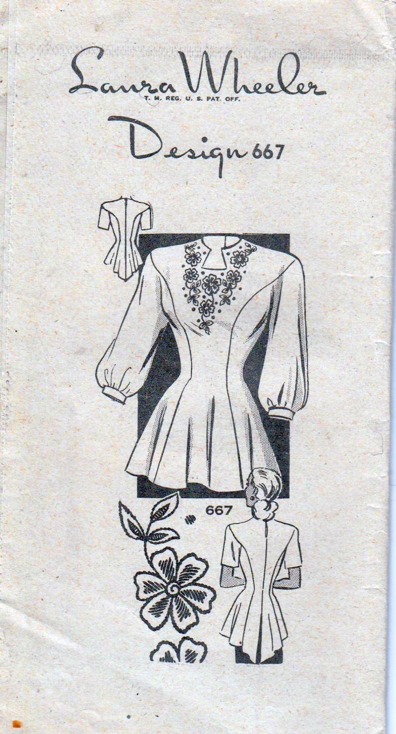 Laura Wheeler Mail Order 667 Vintage 40's Sewing Pattern Ladies Princess Seam Blouse - VintageStitching - Vintage Sewing Patterns