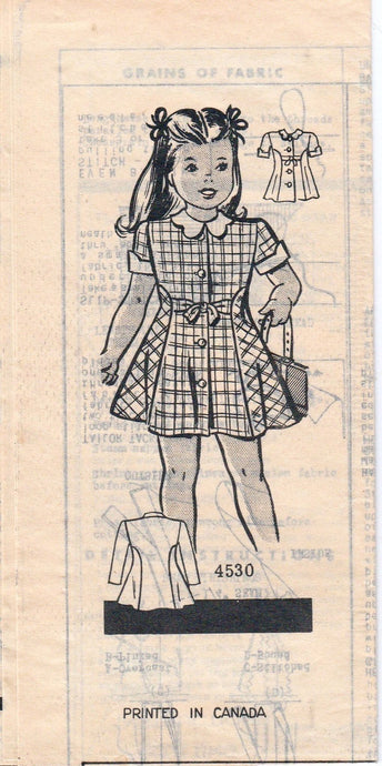 Mail Order 4530 Anne Adams Vintage 1940's Sewing Pattern Girls Toddler Dress - VintageStitching - Vintage Sewing Patterns