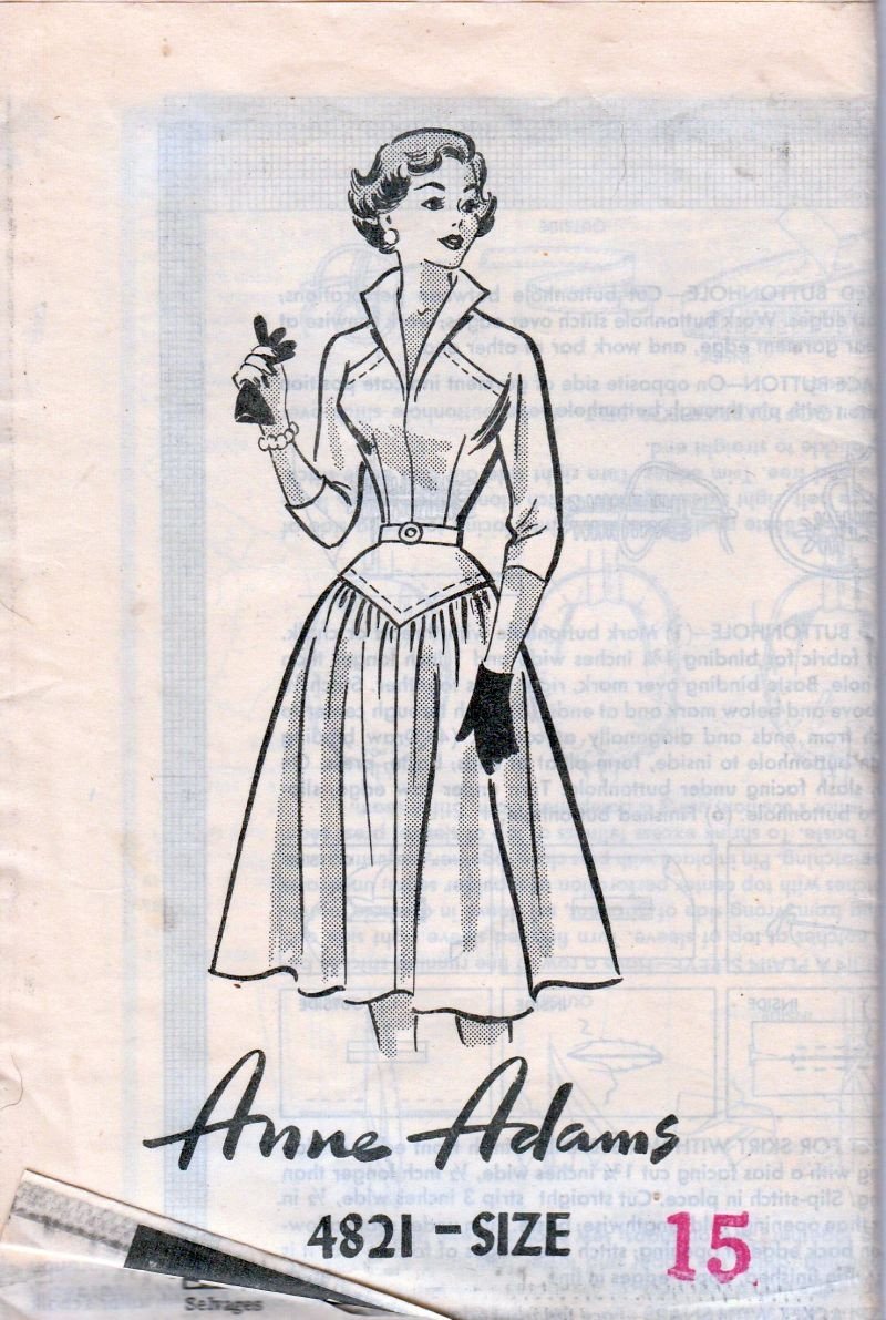 Mail Order 4821 Vintage 1950's Sewing Pattern Dress Junior Miss Rockabilly Anne Adams - VintageStitching - Vintage Sewing Patterns