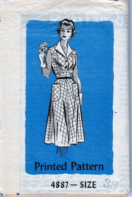 Mail Order 4887 Anne Adams Vintage 1950's Sewing Pattern Ladies House Dress - VintageStitching - Vintage Sewing Patterns