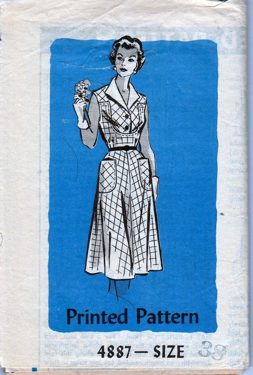 Mail Order 4887 Anne Adams Vintage 1950's Sewing Pattern Ladies House Dress - VintageStitching - Vintage Sewing Patterns