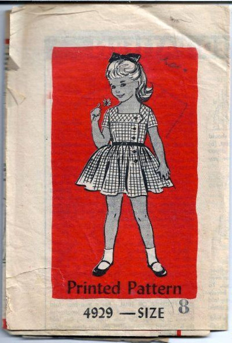 Mail Order 4929 Little Girls Play Dress Vintage Sewing Pattern 1960s - VintageStitching - Vintage Sewing Patterns