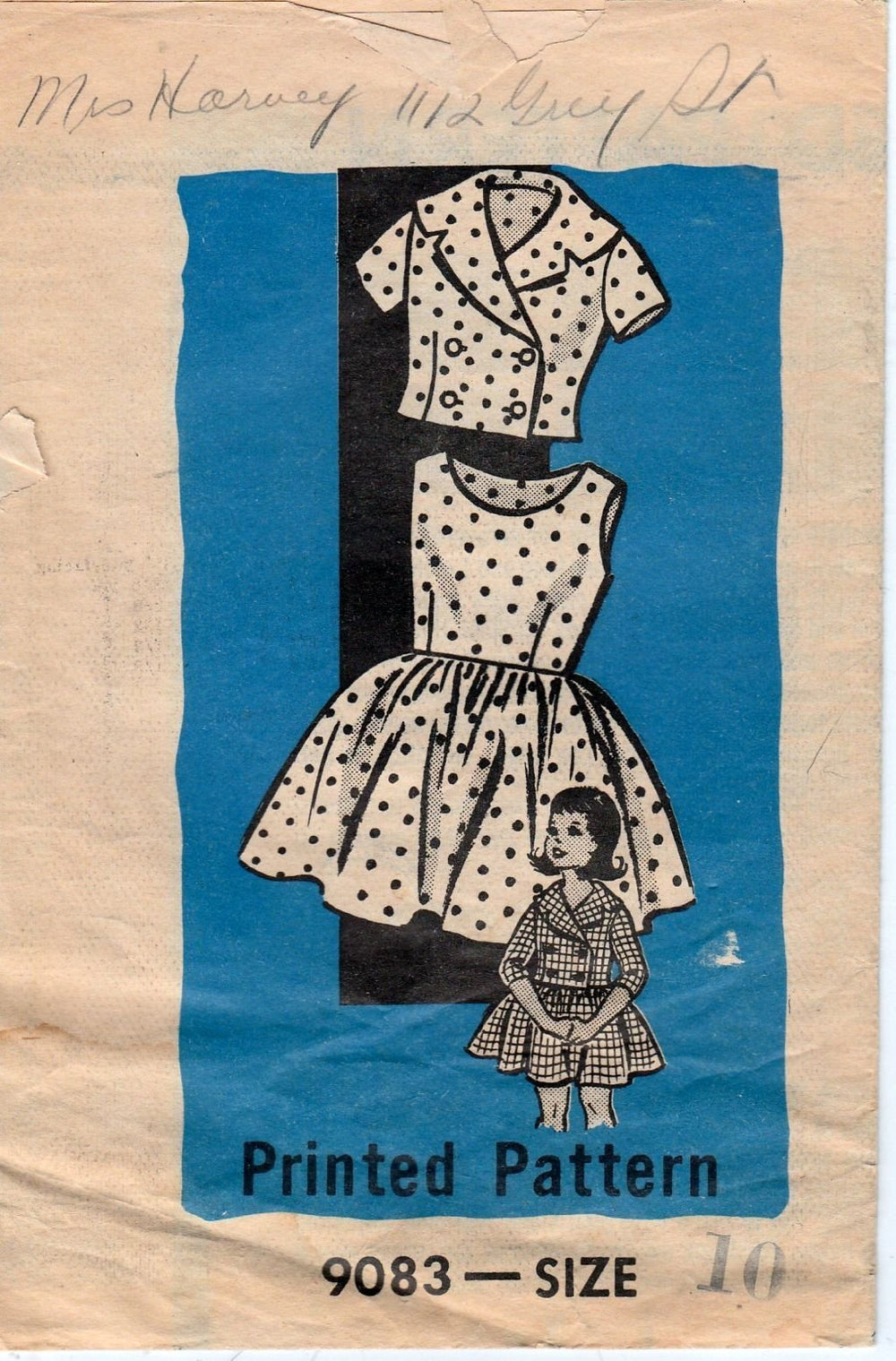 Mail Order 9083 Vintage 1960's Sewing Pattern Girls Sleeveless Dress Bolero Jacket Marian Martin - VintageStitching - Vintage Sewing Patterns