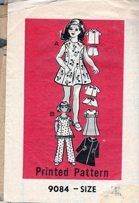 Mail Order 9084 Vintage 1960's Sewing Pattern Little Girls Dress Coat Pants - VintageStitching - Vintage Sewing Patterns